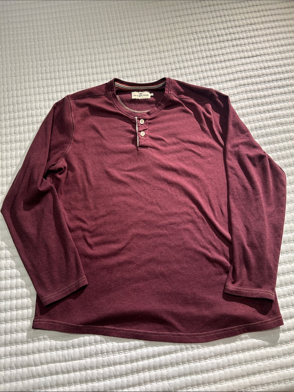 The Normal Brand Long-Sleeve Henley in Burgundy XL